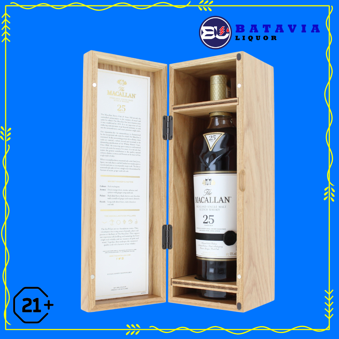 Macallan 25 Year Old Sherry Oak 700ml single malt Scotch whisky wooden box Scotland